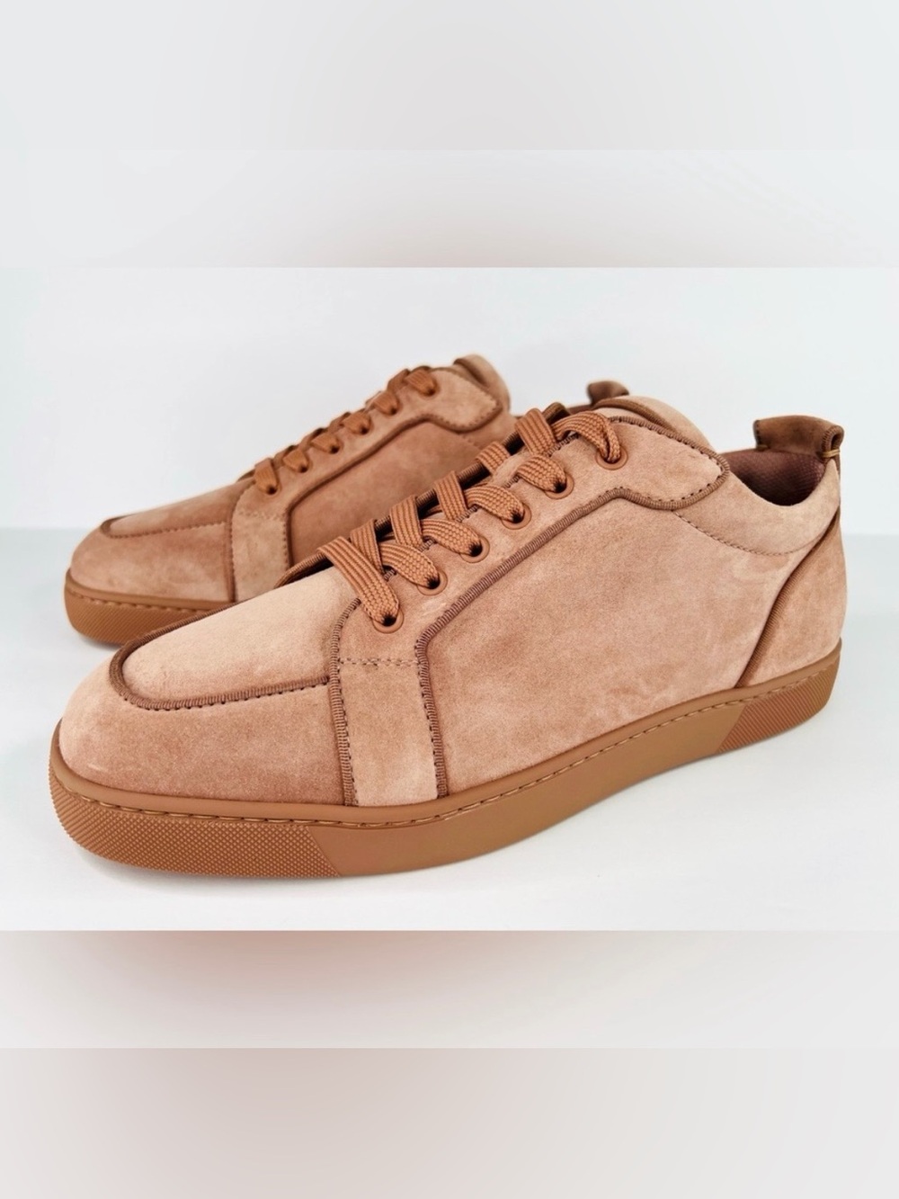 CHRISTIAN LOUBOUTIN NEUTRAL SUEDE RANTULOW ORLATO FLAT SNEAKERS SZ 43/10 NEW